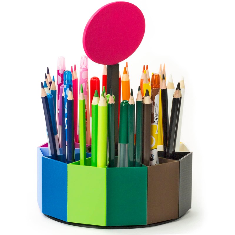 KAJAWIS Rotating Organiser for Colouring Pencils, Desk Organiser for Children,