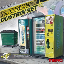 MENG 1:35 Scale Vending Machine and Dumpster Model Set (Multi-Colour)