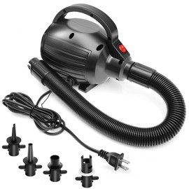 VEBESYET Electric Air Pumps for Inflatables Air Mattress Gymnastics Track Mat Quick Fill Inflator/Deflator for Pool Floats Dock Raft,4 Nozzles, 110-120V AC (400W)