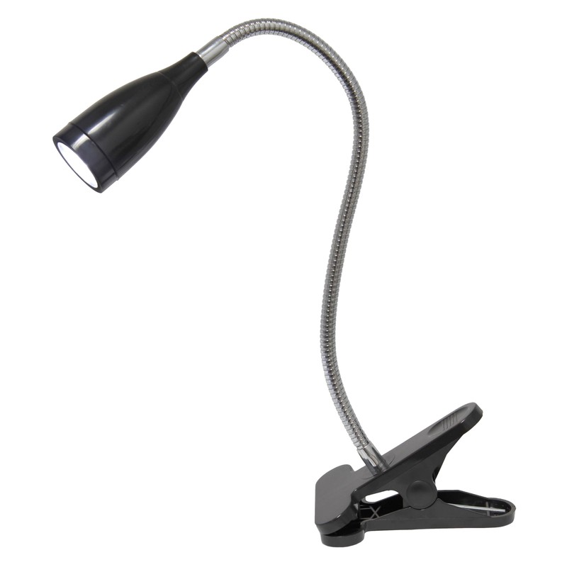 Simple Designs LD2005-BLK Flexible Gooseneck LED Clip Light Desk Lamp,