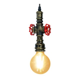 Kawell Vintage Pendant Light Fixtures Industrial Retro Ceiling Chandelier Creative Water Pipe Hanging Light Fixtures Art Deco Iron E26 60W Max for Bedroom Cafe Bar Restaurant Kitchen, Bronze Color