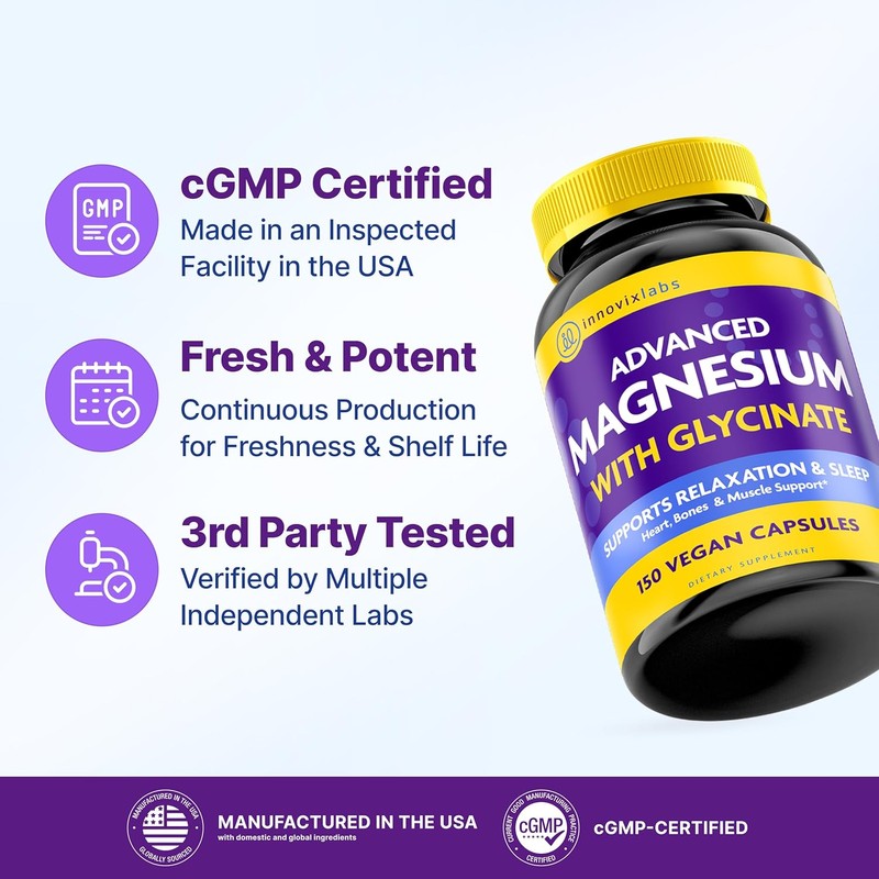 InnovixLabs Advanced Magnesium Capsules - 150 Ct, 210 mg -