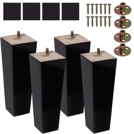 BARIEN 8 inch Wood Furniture Legs - Square Sofa Legs, Couch Leg - Brown Mid-Century Modern Replacement Legs for Armchair Recliner Coffee Table Dresser (Set 4, 8")