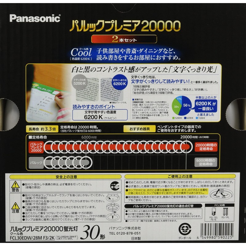 Panasonic FCL30EDW28MF32K Fluorescent Light Round Shape 30 Shape, 2 Pieces,