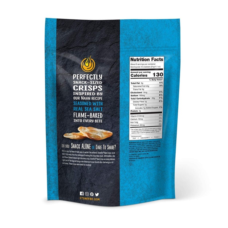 Stonefire Sea Salt Naan Crisps, 6 Ounce (Pack of 6)