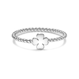 GLANZSTÜCKE MÜNCHEN Damen Ring aus 925/- Sterling Silber rhodiniert Kleeblatt Motivring