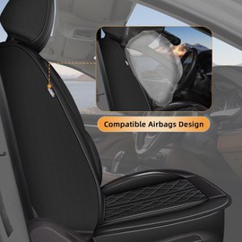 IKABEVEM Car Seat Covers Fit for Hyundai Palisade 2020-2024 2025 - Waterproof Leather Seat Covers - Compatible Airbag with Lumbar Support(2 Front Seat Covers, Black)