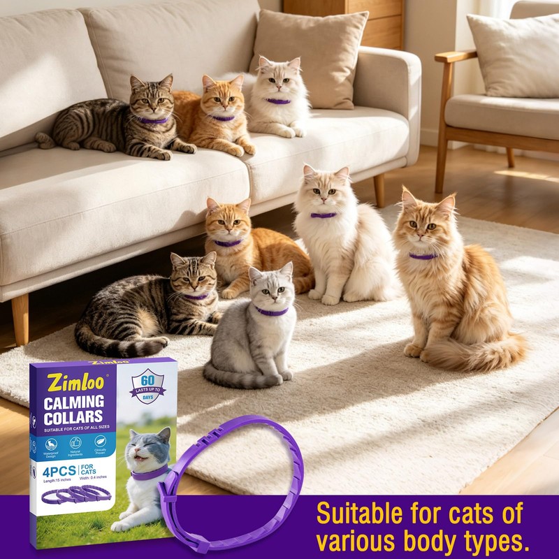 Zimloo Calming Collar for Cats, Adjustable Cat Anxiety Relief Collar