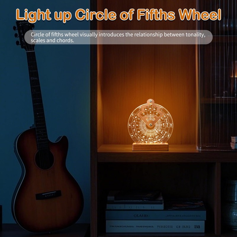 CoolGift Mart Light Up Circle of Fifths Wheel, Acrylic Wooden