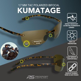 proSPORT Polarized Bifocal Sunglass Reader Amber +3.00 Tortoise Men and Women. Durable and LightWeight Rimless Sporty Style