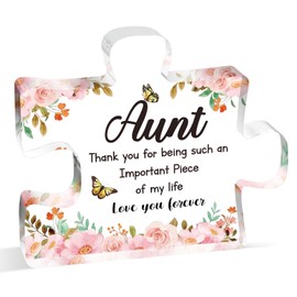 Aunt Gifts, Aunt Acrylic Plaque Puzzle-Shaped Auntie Birthday Gifts Aunt Gifts from Nephew Niece Aunty Gift Aunt Mothers Day Presents for Aunt
