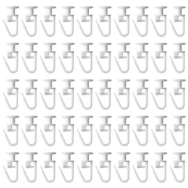 Plastic White Curtain Hooks - 50 Pcs Track Gliders for Caravan, Ceiling & Shower Curtains