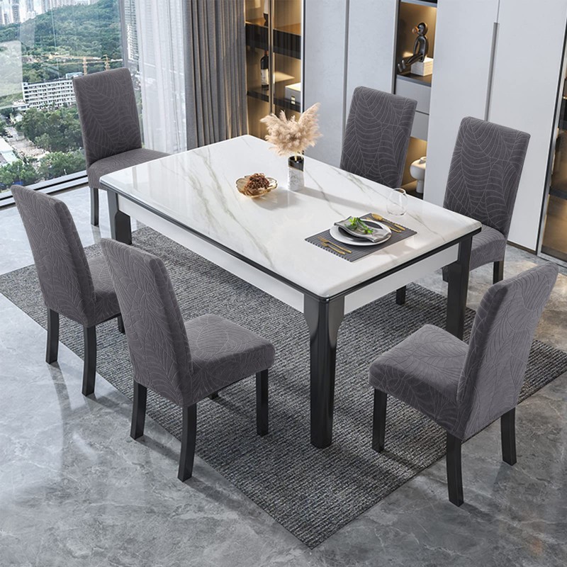 Genina Waterproof Chair Covers for Dining Room, Stretch Jacquard Dining
