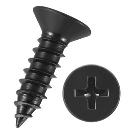Kozelo 100pcs Phillips Flat Head Wood Screws - [ST5x20mm] Carbon Steel Countersunk Self Tapping Screws for Furniture Assembly, Interior Trim, Outdoor Construction, Black