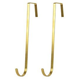 Brass Wreath Hook Total Length Approx. 12.6 inches (32 cm), Hook Depth Approx. 2.1 inches (5.3 cm), Inner Dimensions, Brass Wreath Hook, Gold (2)