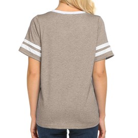 Summer Shirts for Women Casual Tops Womens Short Sleeve T-Shirts (L, Brown)