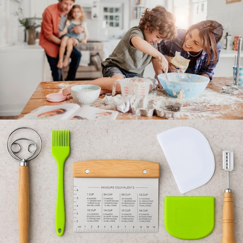 BOORIKA Sourdough Bread Baking Tool Set with Danish Dough Whisk,