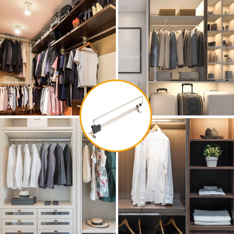 VILLCASE Adjustable Closet Rod, Retractable Closet Pull Out Rod Wardrobe