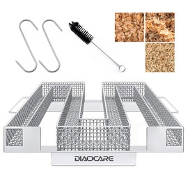 DIAOCARE Cold Smoke Generator, Cold Smoke Generator Stainless Steel for Smoker Oven, Cold Smoke Generator with Brush and Hook, Food Smoker for Kettle Barbecue BBQ (22.5 x 21 x 4 cm)
