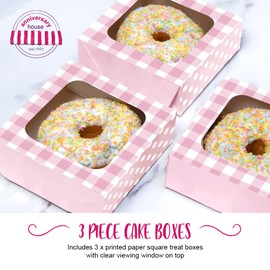 Anniversary House 3-pack Pink Treat Boxes, Gingham and Polka Dot Print, Cookie and Favour Boxes, Strong, Sturdy, 3.8 x 11.4 x 11.4 CM, J154