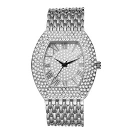 JewelryWe Men's Women's Watch with Rhinestone Roman Numerals Dial Metal Strap Quartz Analogue Watch Mother's Day Gold Silver, 4-Rectangular-Silver, Bracelet