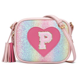 KKXIU Kids Purse Toddler Gifts for Girls and Women Vegan Leather Crossbody Bag with Tassel, Shine, P