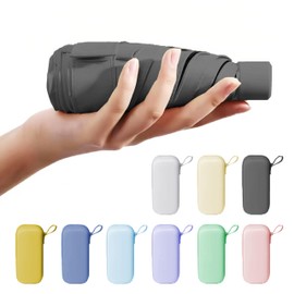 TVVTO Folding Umbrella, Parasol, Lightweight Folding Umbrella, 100% UV Protection, One Touch, Full Light Blocking, Heat Blocking, For Both Sun and Rain, Compact, Foldable, Parasol, UV Protection,