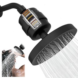 25 Etapas Filtro de Agua para Regadera, Regadera con Filtro para Ducha, 6'' Juego de Cabezal de Ducha con Alta Presión para Todo Tipo de Baño
