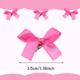 Penta Angel Hair Clips for Women 12Pcs Mini Satin Ribbon Bow Hair Clips Bowknot Hair Barrettes Decoration Accessories for Girls (Rose Red Bow)