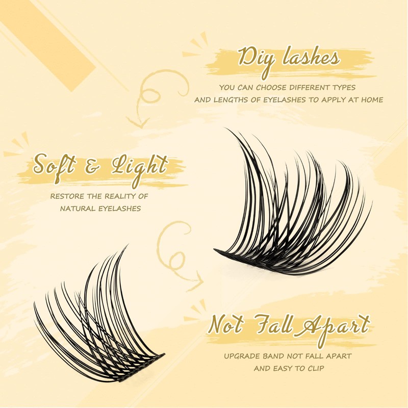 QUEWEL Eyelash Cluster, 144 Pieces DIY Eyelash Extensions Set, Super