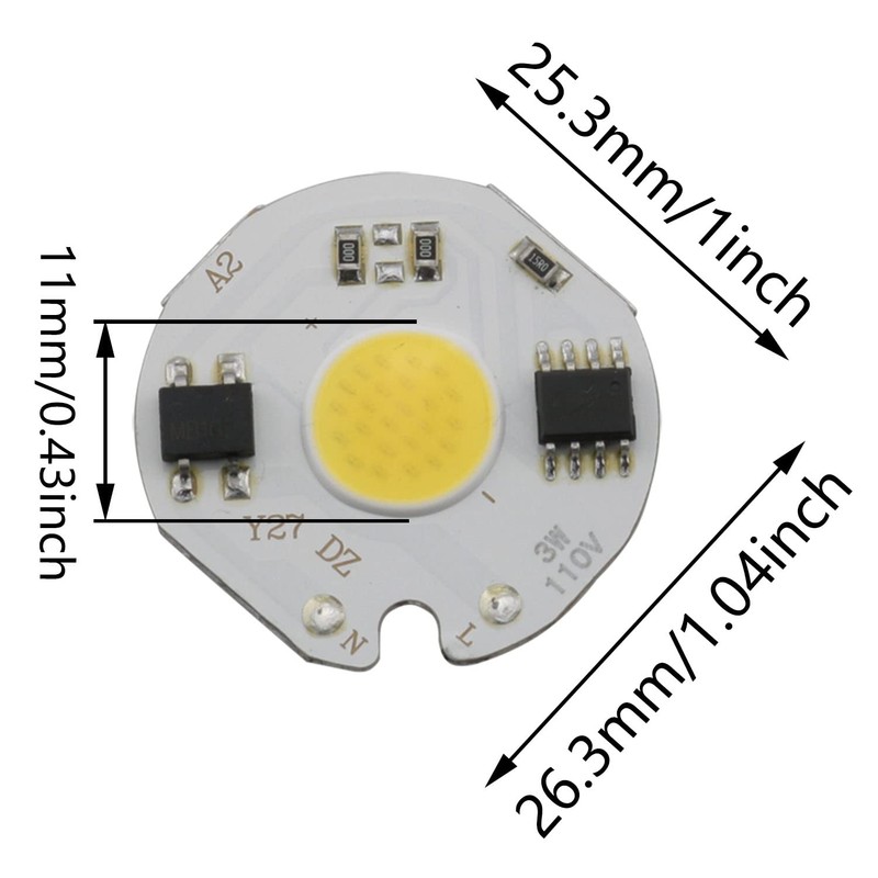 ZCZQC LED Chip 4PCS 110V 3W White High Power COB