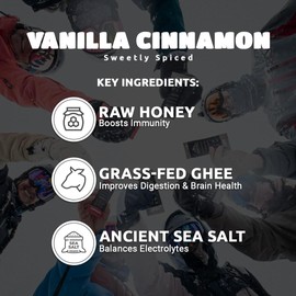 Hunghee Ancestral Energy Vanilla Cinnamon Pack | Organic Grass-Fed Ghee & Raw Honey Blend | Animal-Based Energy Boost for Athletes | Hiking, Cycling, Running, Backpacking | Healthy Snack (Pack of 24)