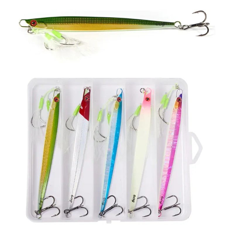 5 Pcs Jigs Luminosos 60g Señuelos Pescar Grante Lance Largo