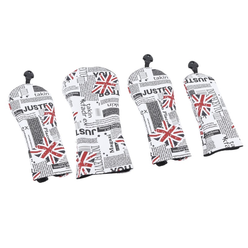 4Pcs UK Flag Print Golf Club Head Cover PU Golf