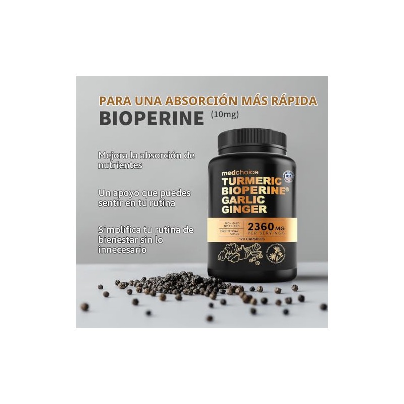 MedChoice | Curcumina de Cúrcuma 4 en 1 con Bioperina