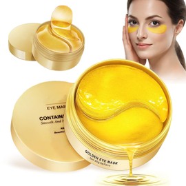 Mascarilla de oro para el contorno de ojos (120 unidades), Parches Ojeras 24k，reduce la hinchazón, Colageno Parches Contorno de Ojos, para Ojeras y fatiga，Hidratante Contorno de Ojos Antiarrugas