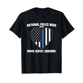 Blue Line American Flag National Police Week 2025 T-Shirt