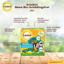 Solabiol Neem Bio-Schädlingsfrei, biologische Schädlingsbekämpfung an Zierpflanzen, Kräutern, Kartoffeln und Gemüse, 60 ml