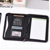 A5 PU Leather Business Portfolio with Calculator Zippered Document Organizer