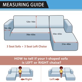 Pfrstuv Sectional Couch Covers, Leather Look Sofa Cover L Shape 2PCS Soft Stretch Slipcover for Sectional Sofa, Non Slip Furniture Protector (3 Seat Sofa + 3 Seat Left Chaise, Light Brown)
