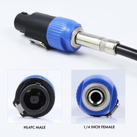 HBU 4 PCS Speakon to 1/4 Adapter - Speak-On Male to 1/4" TS Female Jack Plug - NL4FC to 6.35mm Converter Connector with Twist Lock for PA DJ Loudspeaker Amplifier Mixer (4-Pack)