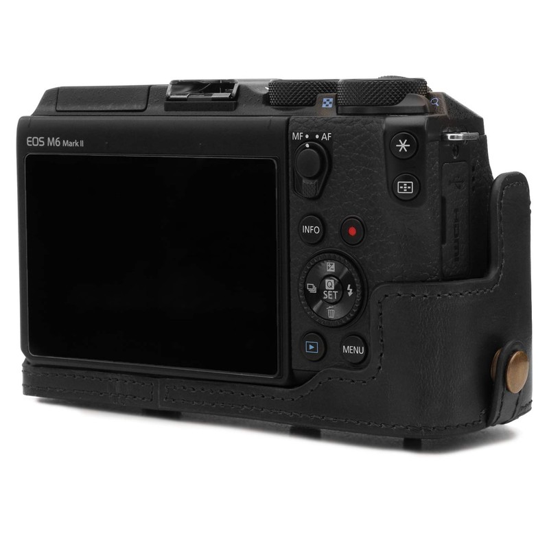 MegaGear Leather Camera Case, Black, for Canon EOS M6 Mark