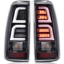 G-PLUS LED Tube Tail Lights w/light Bar Pair Fit For Chevy Silverado 1500 2500 & HD 1999-2002/Fit GMC Sierra 1500 2500 & HD 1999-2006, Clear Lens Black Housing Luces Traseras,Faros Traseros