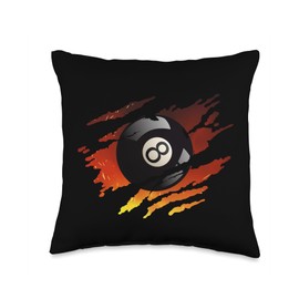 Billiards Pool League Snooker Table Billiards Men 8 Pool League Snooker Eight Ball Throw Pillow, 16x16, Multicolor