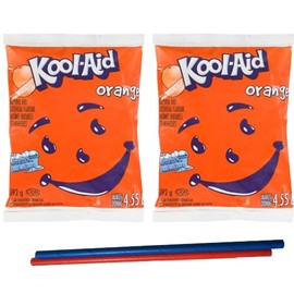 Cool Aid Orange Sweetened Drink Mix - Slushie Mix 392g Each (2 packs in bundle) - Comes with 2 Paper Straws and 1 Exclusive PALiSOL CREATiONS Stickers Cool-Aid Mix