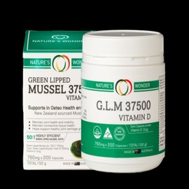 Nature's Wonder GLM 37500 (Green Lipped Mussel & Vitamin D) 760mg 200 Capsules