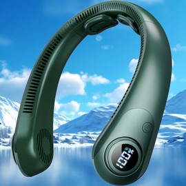 Portable Neck Fan that Blow Cold Air, LED Display, Rechargeable Hands-Free Wearable Cooling Personal Fan, 5 Speed, Neck Support, Bladeless Neck Air Conditioner, Gift for Women/Men, Hot Flashes, Travel