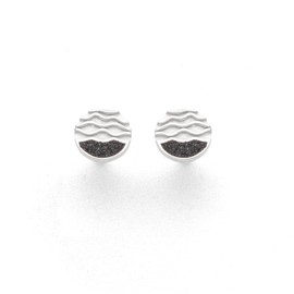 DUR Jewellery Stud Earrings Beach Waves 2.0 Lava Sand Silver Rhodium-Plated 925 Silver (O5516), Sterling Silver