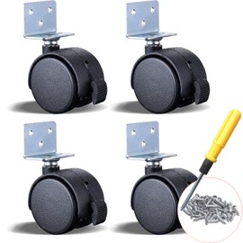 BESTU Caster L-Shaped with Stopper, Wagon Replacement Tire Kit, Caster Replacement, DIY Replacement Wheels, Freely S, Double Roller, For Furniture, Urethane Cars 1.6 inches (40 mm), 2 Inches, Hard