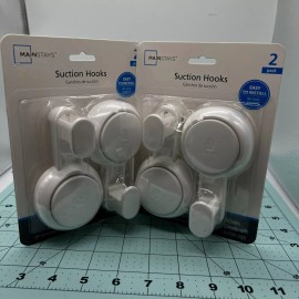 Mainstays lot of 2 Mainstays Powerful Removable & Reusable Vacuum Suction Cup hooks 2pk